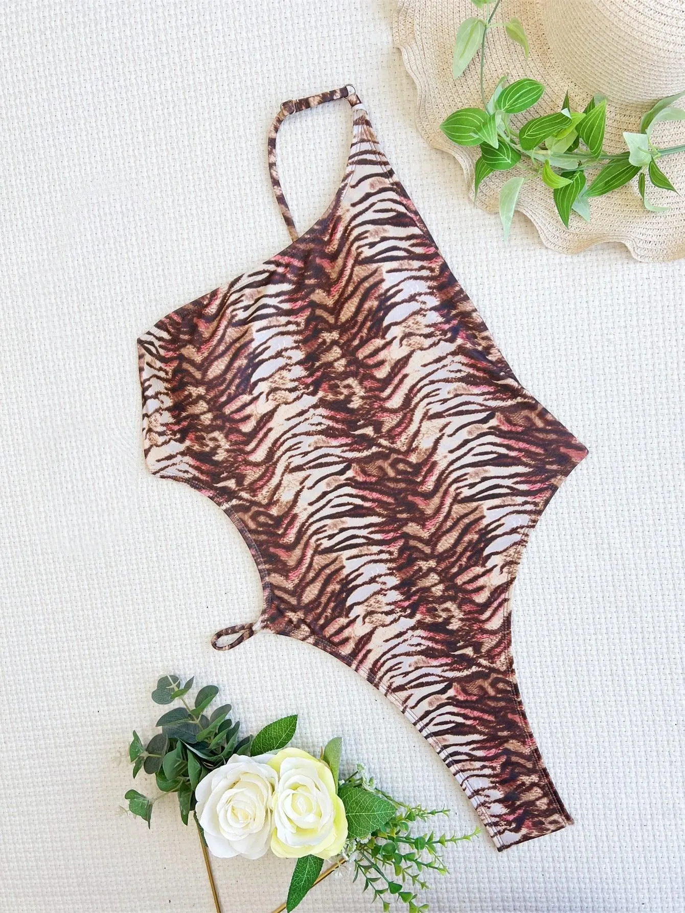 Women's One-Shoulder Leopard Print Swimsuit - GFIT SPORTS Sexy One Piece Swimwear