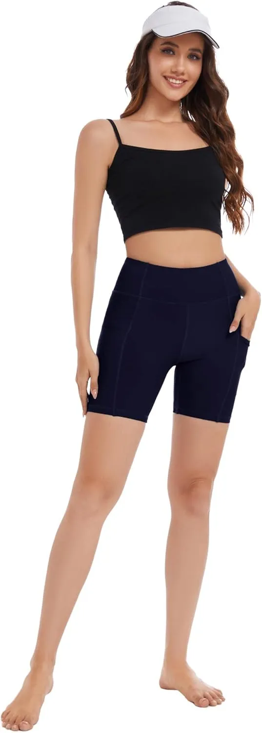 Womens Period Swim Shorts High Waisted Board Shorts with Pockets UPF 50  Menstrual Swimwear Quick Dry Swimsuit Bottoms