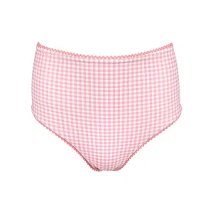 women's pink guava gingham high-waisted bikini bottom