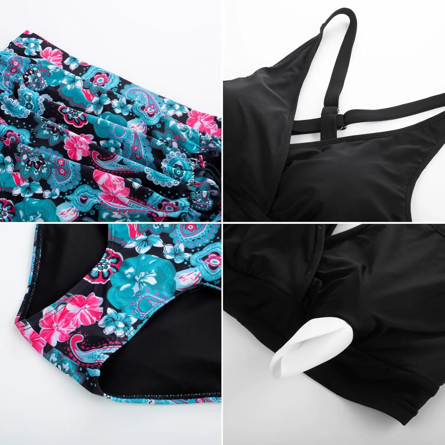 Women's Plus Size Halter V Neck Bikini Swimsuits High Waisted Ruched Tummy Control Swimwear