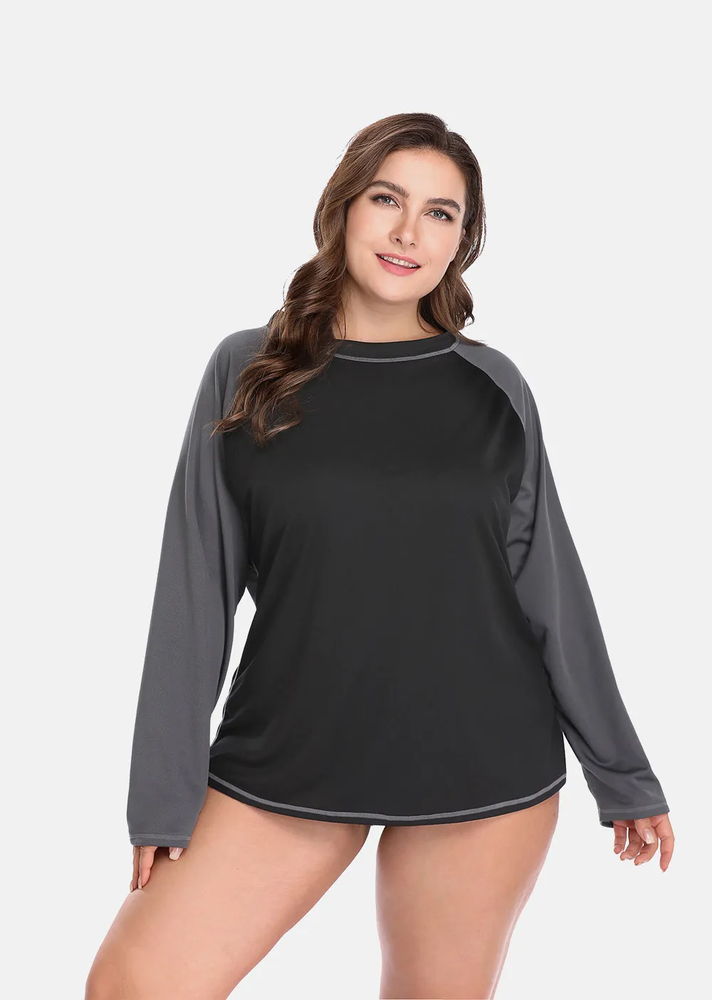 Women's Plus Size Long Rashguard Top UPF 50  Diving Surf Swimwear Shirts Rash Guard Swimsuit Colorblock Beach Wear