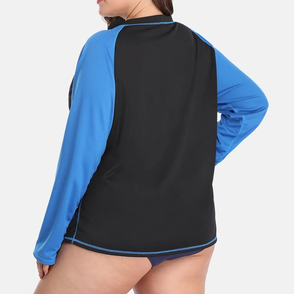 Women's Plus Size Long Rashguard Top UPF 50  Diving Surf Swimwear Shirts Rash Guard Swimsuit Colorblock Beach Wear