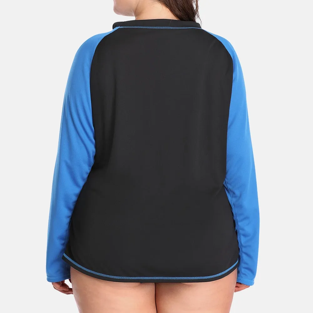 Women's Plus Size Long Rashguard Top UPF 50  Diving Surf Swimwear Shirts Rash Guard Swimsuit Colorblock Beach Wear