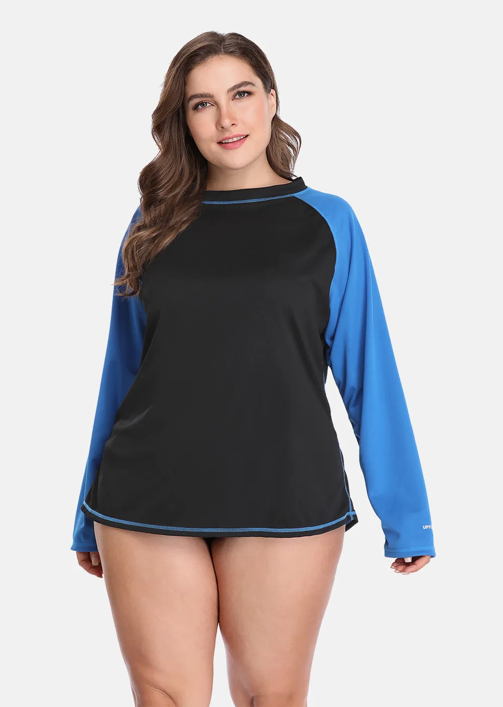 Women's Plus Size Long Rashguard Top UPF 50  Diving Surf Swimwear Shirts Rash Guard Swimsuit Colorblock Beach Wear