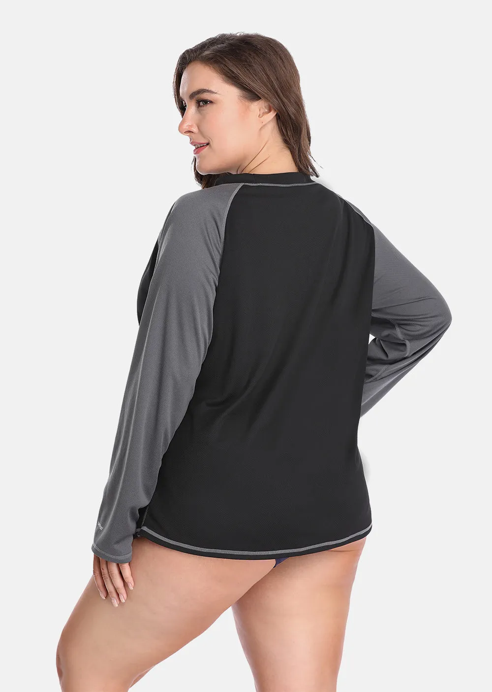 Women's Plus Size Long Rashguard Top UPF 50  Diving Surf Swimwear Shirts Rash Guard Swimsuit Colorblock Beach Wear
