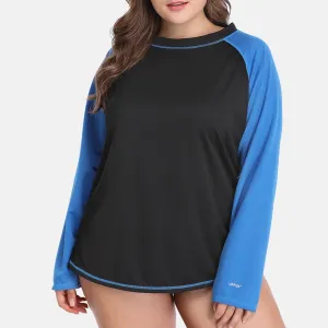 Women's Plus Size Long Rashguard Top UPF 50  Diving Surf Swimwear Shirts Rash Guard Swimsuit Colorblock Beach Wear