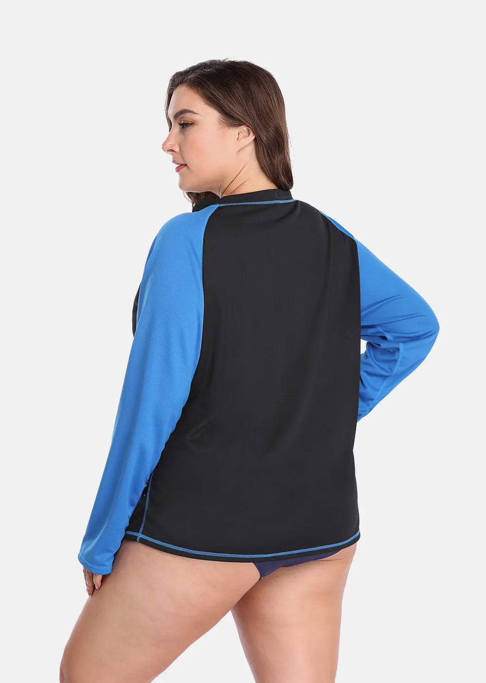 Women's Plus Size Long Rashguard Top UPF 50  Diving Surf Swimwear Shirts Rash Guard Swimsuit Colorblock Beach Wear