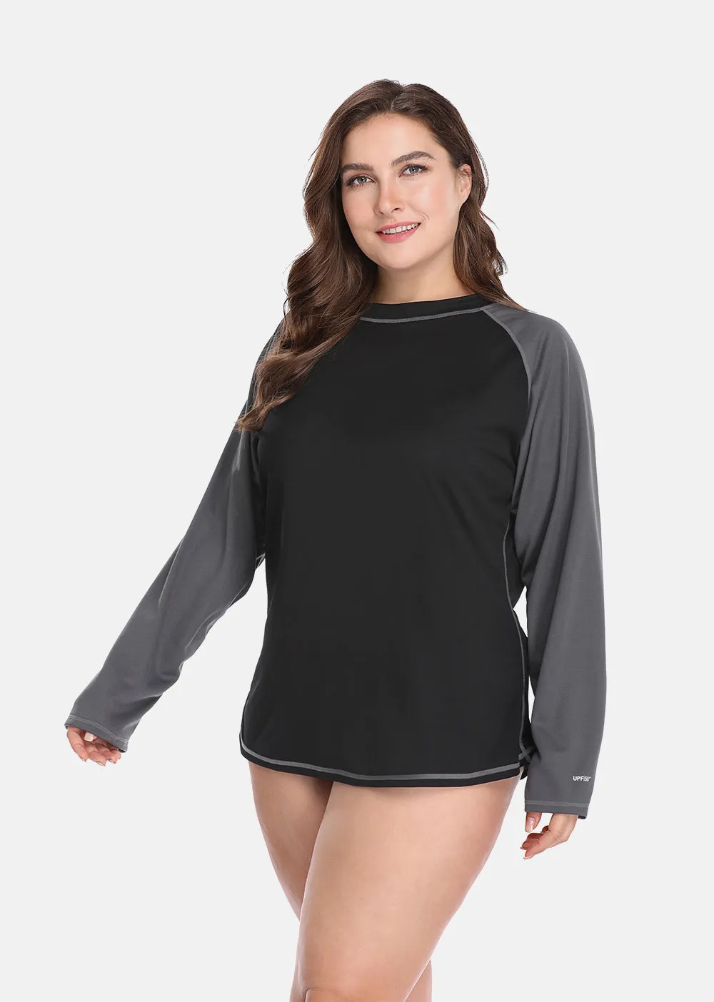 Women's Plus Size Long Rashguard Top UPF 50  Diving Surf Swimwear Shirts Rash Guard Swimsuit Colorblock Beach Wear