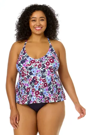 Women's Plus Size Meadow Bouquet Easy Triangle Tankini Swim Top