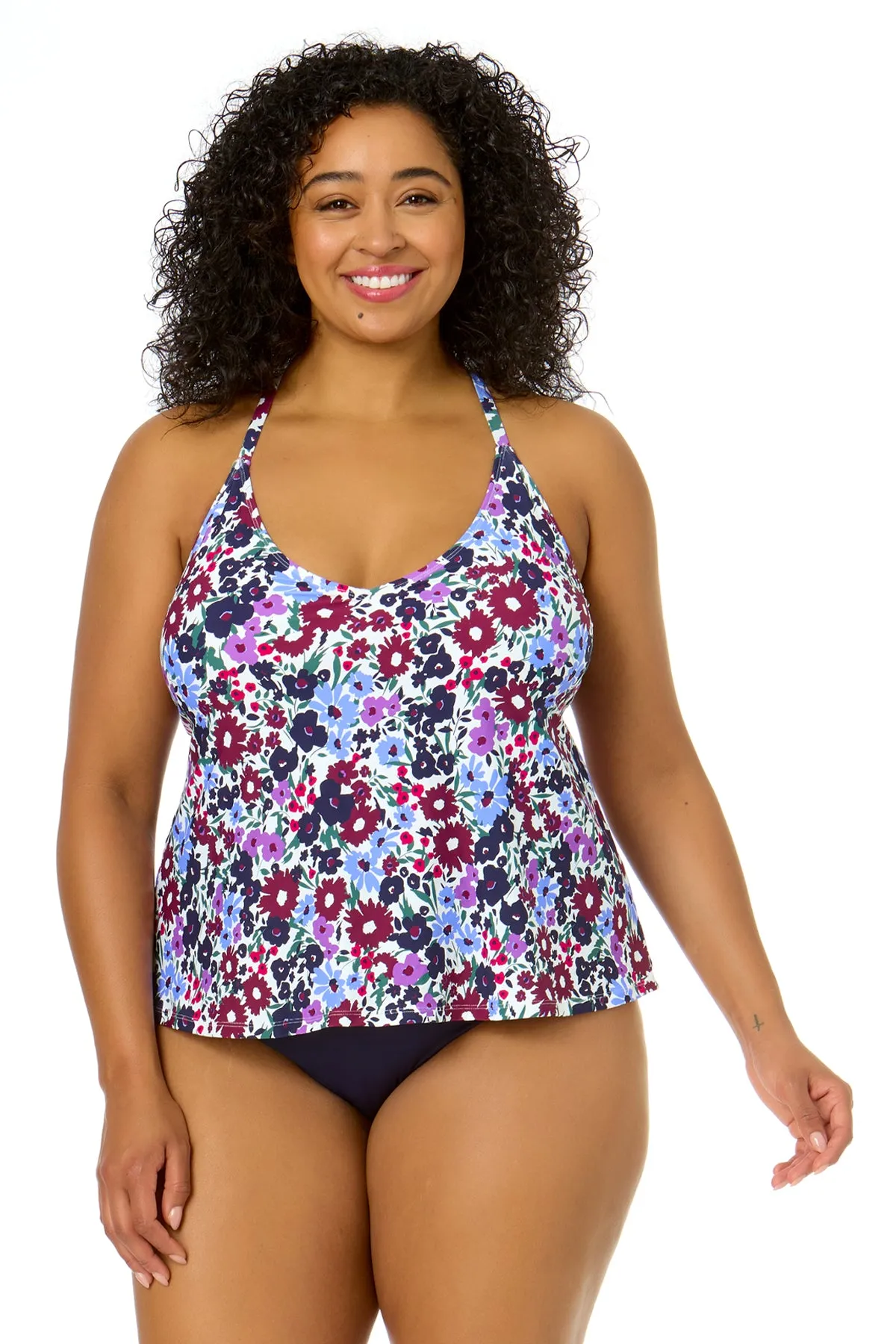 Women's Plus Size Meadow Bouquet Easy Triangle Tankini Swim Top