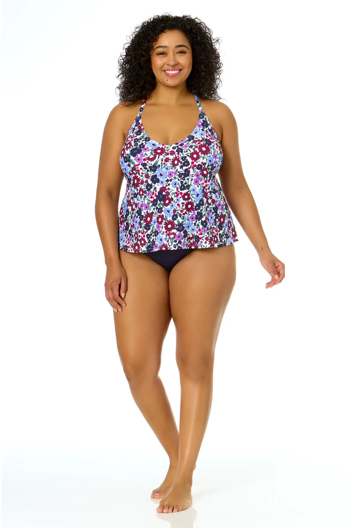 Women's Plus Size Meadow Bouquet Easy Triangle Tankini Swim Top