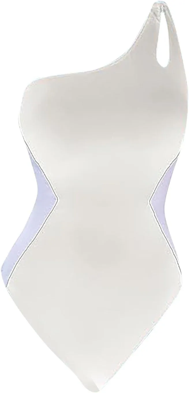 Womens Push Up Bathing Swimsuit Stylish Block Color Full Coverage Slimming Swimming Suit Tummy Control Swimwear