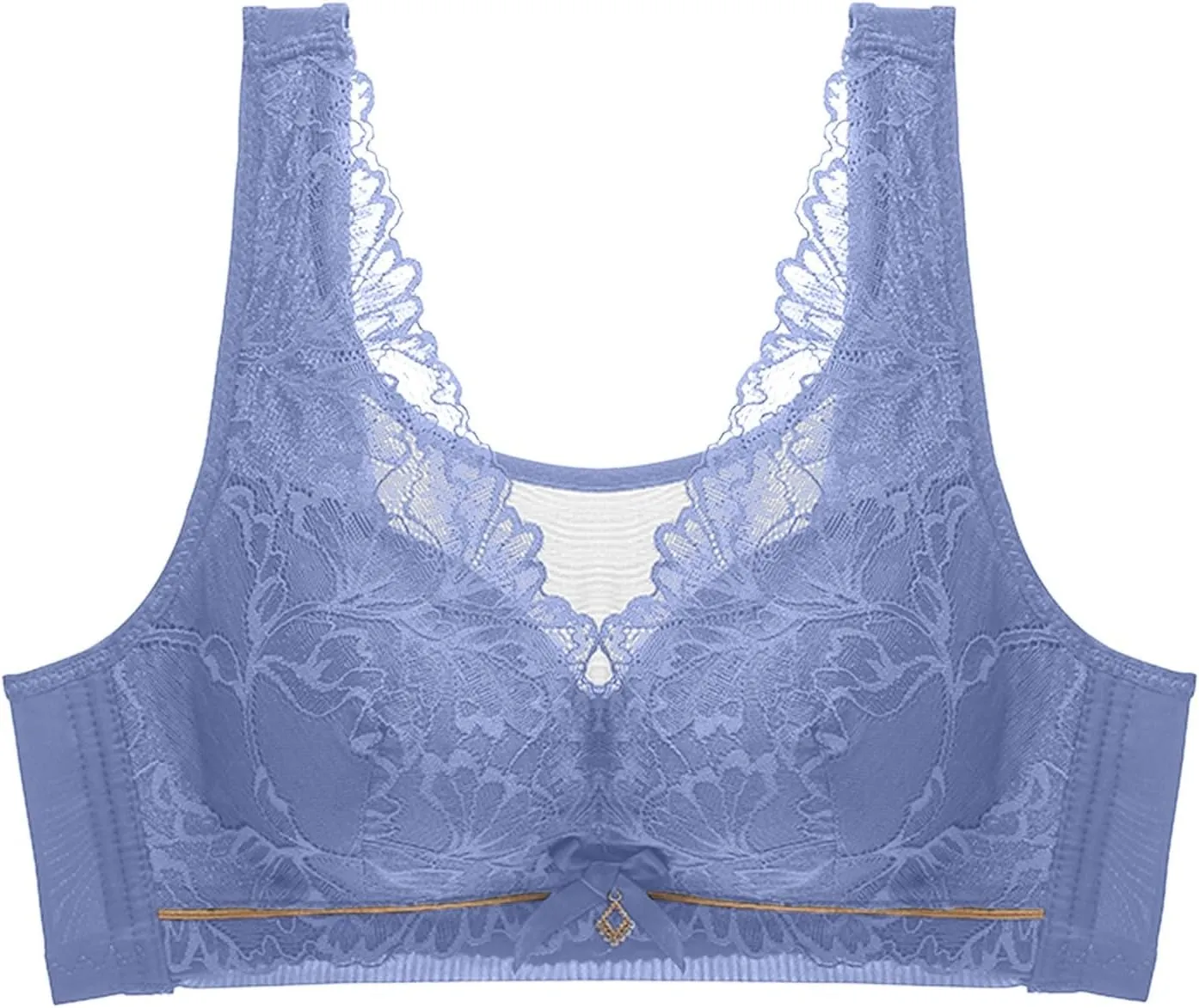 Women's Push Up Bra Full-Coverage Lace Embroidery Patchwork T-Shirt Bralette Comfort Breathable High Support Bra
