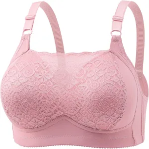 Women's Push Up Bras Lace Mesh Patchwork Bralettes Soft Breathable Full Coverage Bras Wirefree Bra with Support