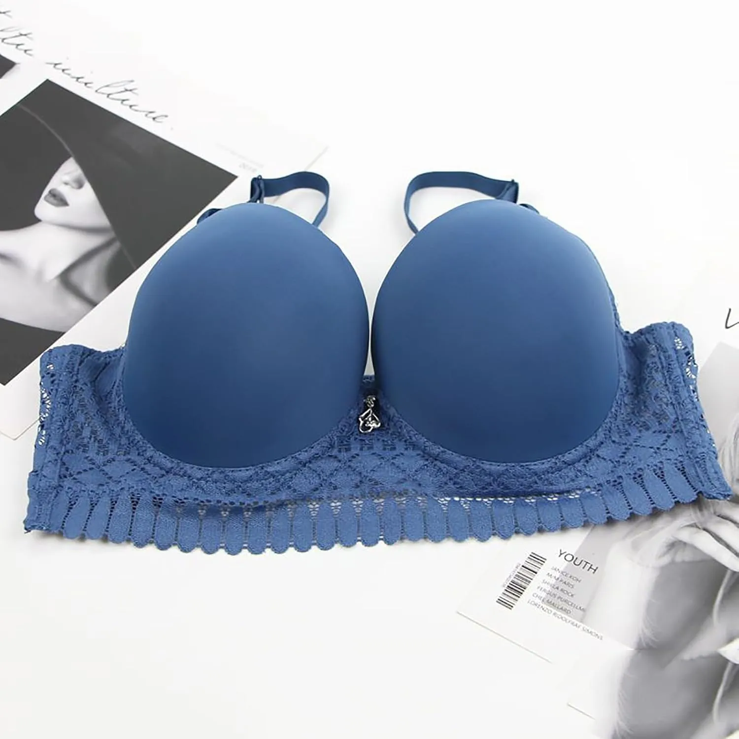Women's Push Up Lace Bra Underwire Plunge Full Coverage Bras Sexy Support Seamless Adjustable Straps Everyday Bralettes