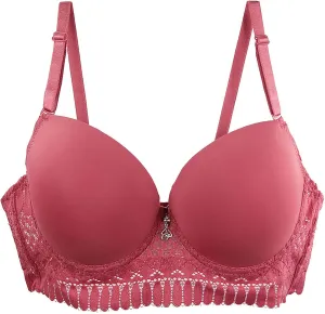 Women's Push Up Lace Bra Underwire Plunge Full Coverage Bras Sexy Support Seamless Adjustable Straps Everyday Bralettes