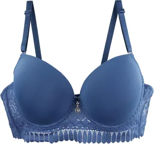 Women's Push Up Lace Bra Underwire Plunge Full Coverage Bras Sexy Support Seamless Adjustable Straps Everyday Bralettes