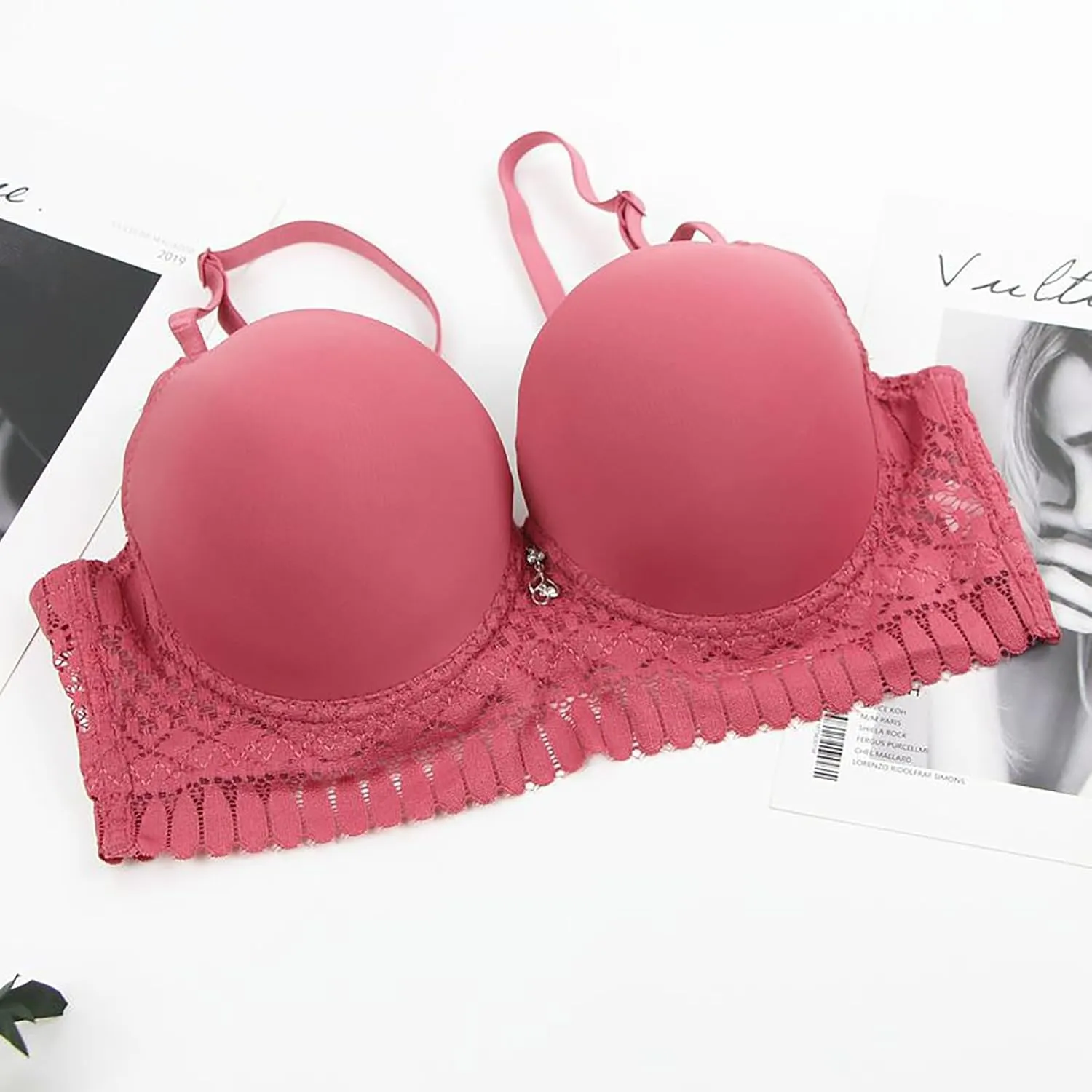 Women's Push Up Lace Bra Underwire Plunge Full Coverage Bras Sexy Support Seamless Adjustable Straps Everyday Bralettes