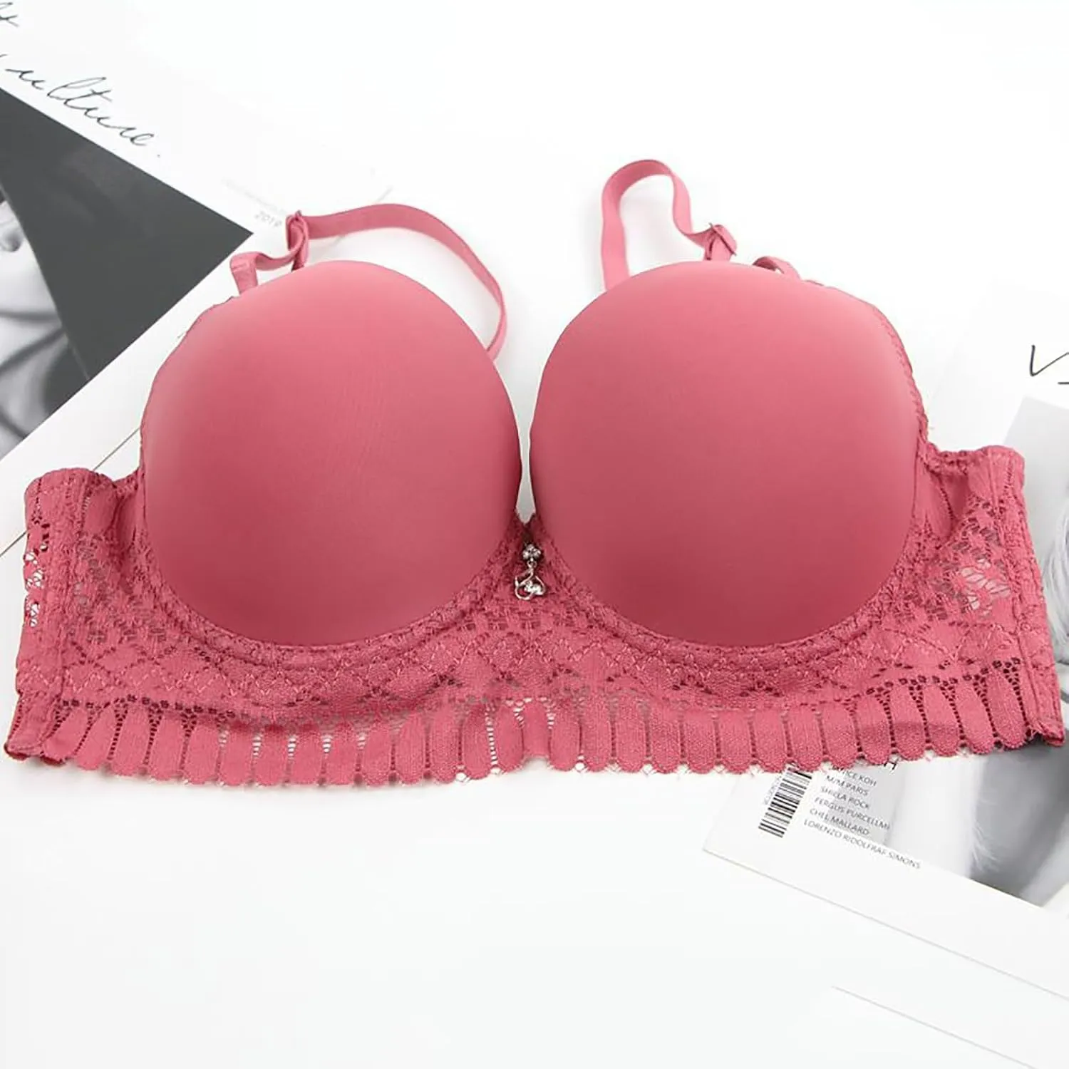 Women's Push Up Lace Bra Underwire Plunge Full Coverage Bras Sexy Support Seamless Adjustable Straps Everyday Bralettes