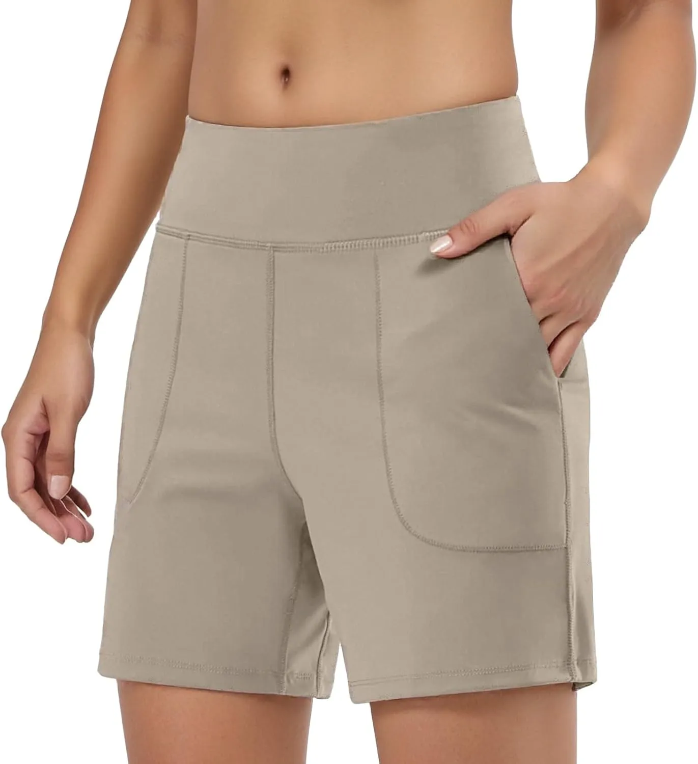 Women's Quick Dry High Waisted Swim Board Shorts Tummy Control Swimsuit Bottom Trunks Pockets Swim Tankinis Yoga Gym Briefs