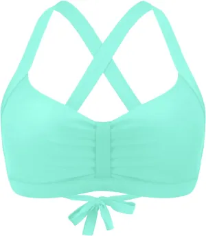 Women's Retro Printed Adjustable Thick Straps Cross Back Push Up Vintage Bikini Swimsuit Tops Only