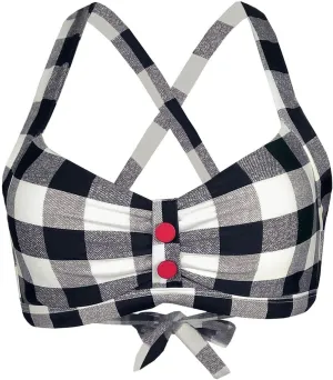 Women's Retro Printed Adjustable Thick Straps Cross Back Push Up Vintage Bikini Swimsuit Tops Only