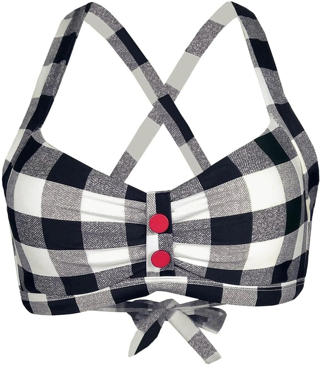 Women's Retro Printed Adjustable Thick Straps Cross Back Push Up Vintage Bikini Swimsuit Tops Only