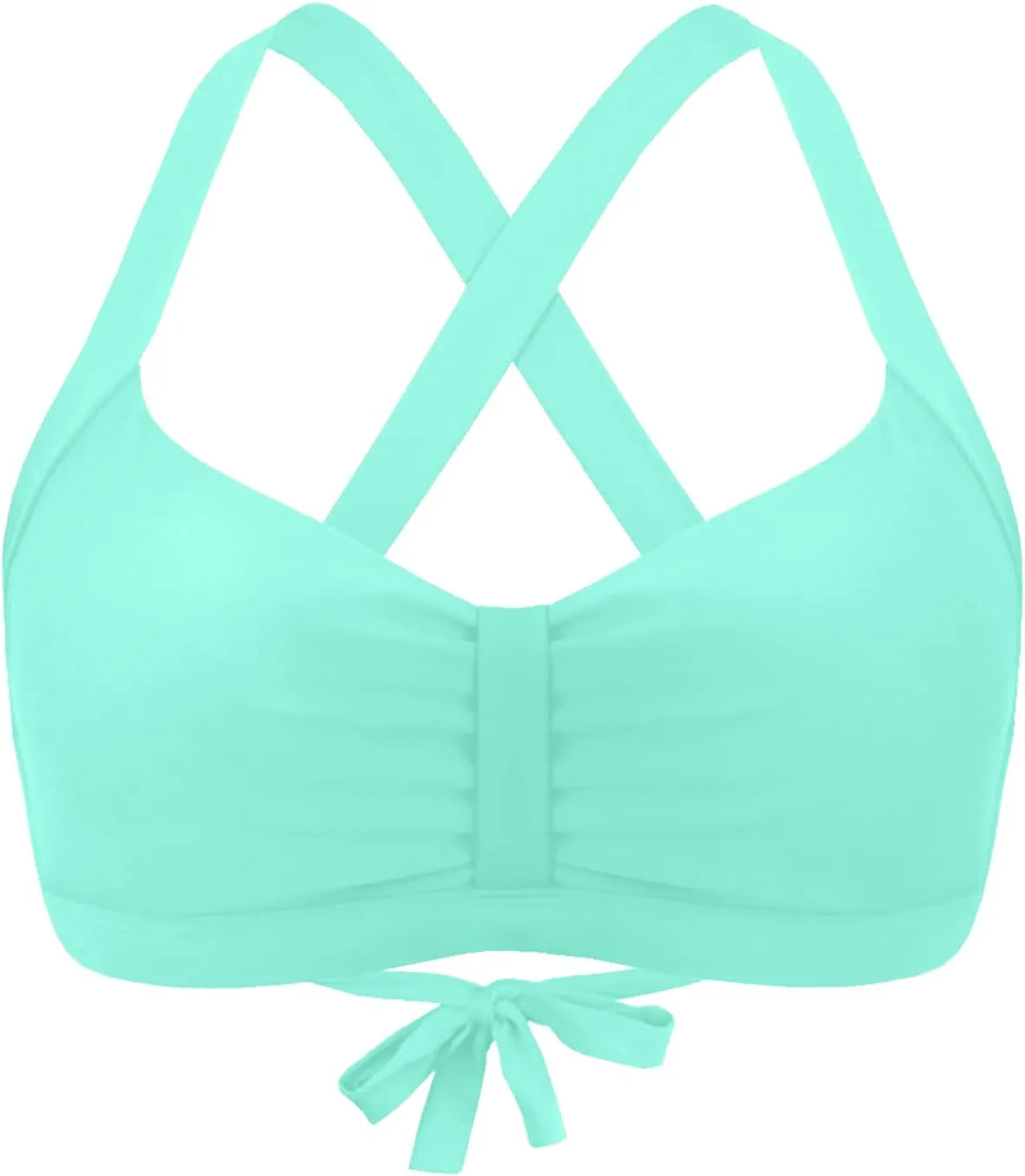 Women's Retro Printed Adjustable Thick Straps Cross Back Push Up Vintage Bikini Swimsuit Tops Only