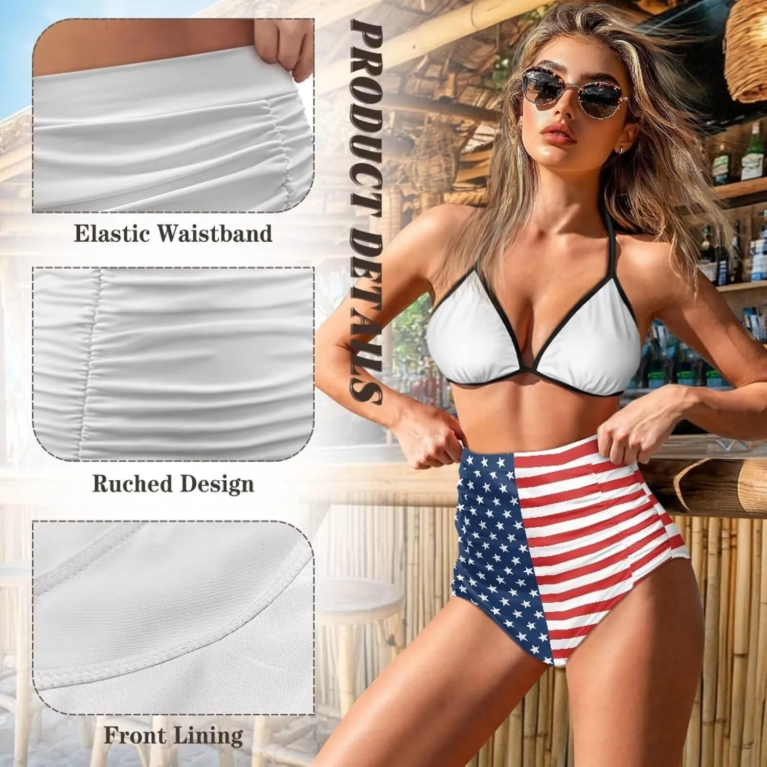 Women's Ruched High Waisted Bikini Bottom Full Coverage Bathing Suit Swim Bottom 2025 Bikini Briefs for Beach Pool