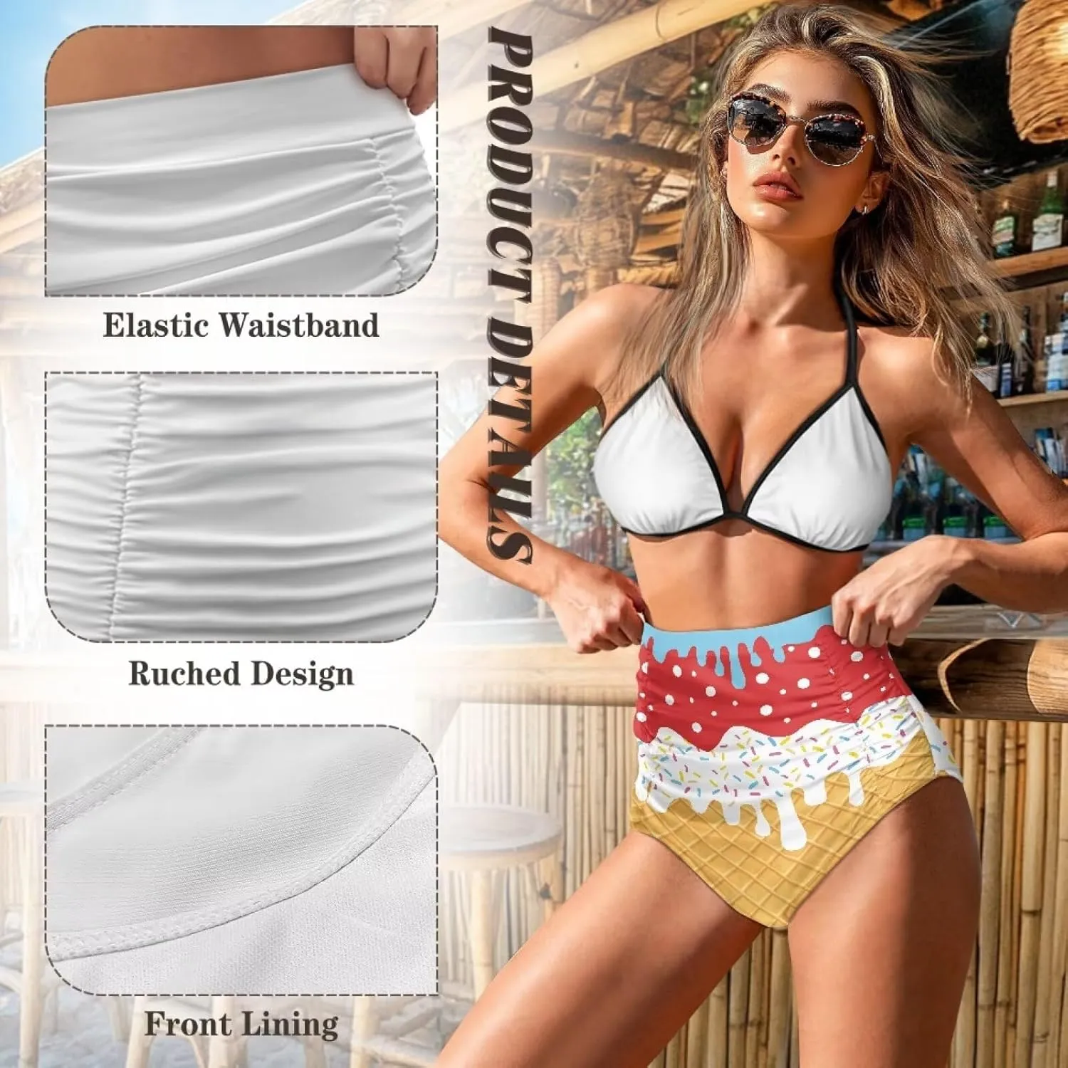 Women's Ruched High Waisted Bikini Bottom Full Coverage Bathing Suit Swim Bottom 2025 Bikini Briefs for Beach Pool