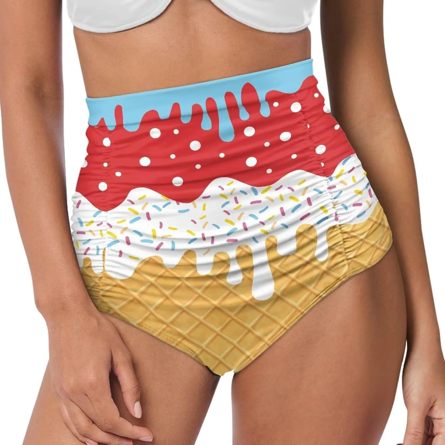 Women's Ruched High Waisted Bikini Bottom Full Coverage Bathing Suit Swim Bottom 2025 Bikini Briefs for Beach Pool