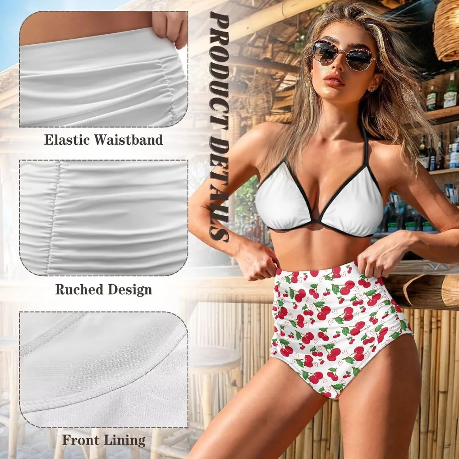 Women's Ruched High Waisted Bikini Bottom Full Coverage Bathing Suit Swim Bottom 2025 Bikini Briefs for Beach Pool