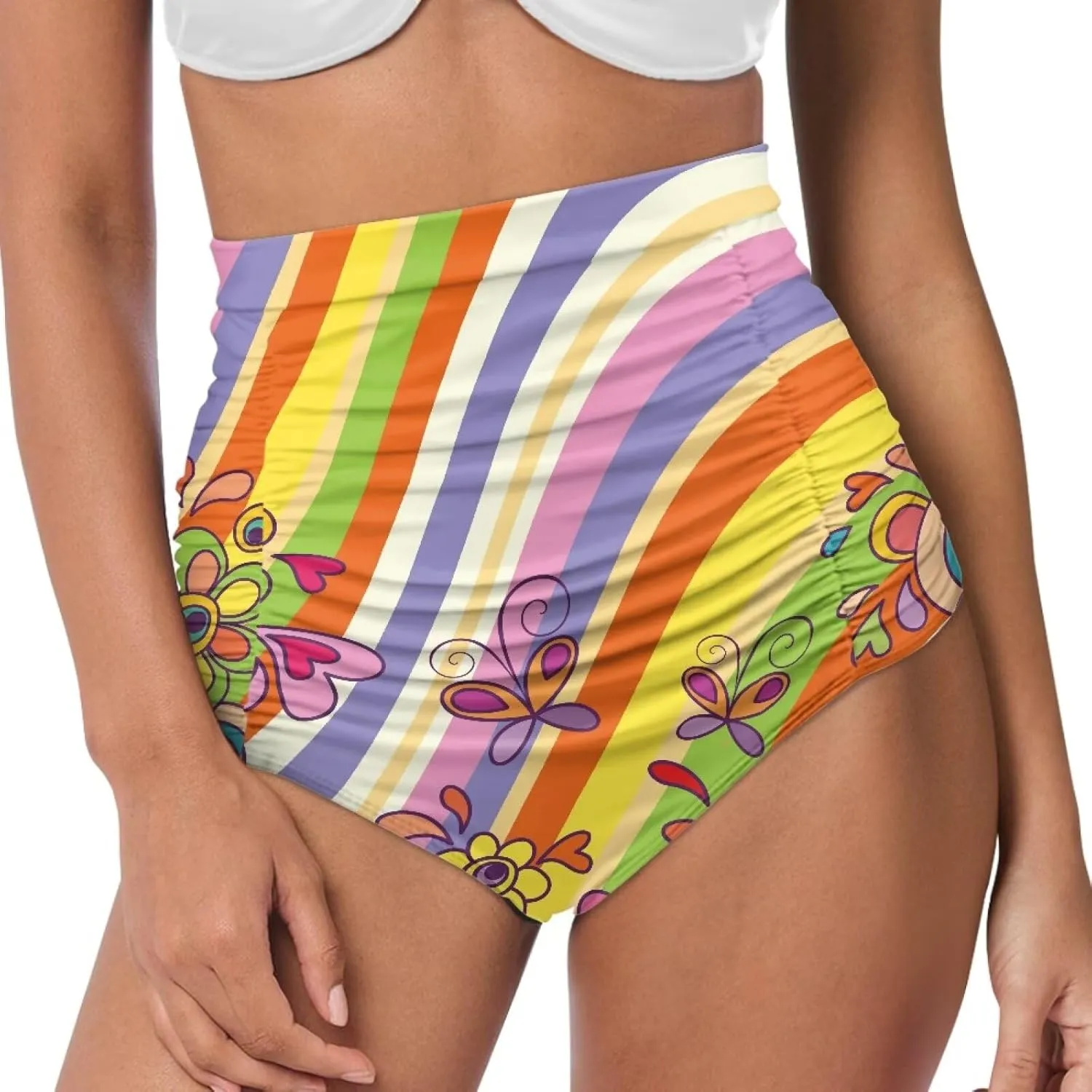 Women's Ruched High Waisted Bikini Bottom Full Coverage Bathing Suit Swim Bottom 2025 Bikini Briefs for Beach Pool