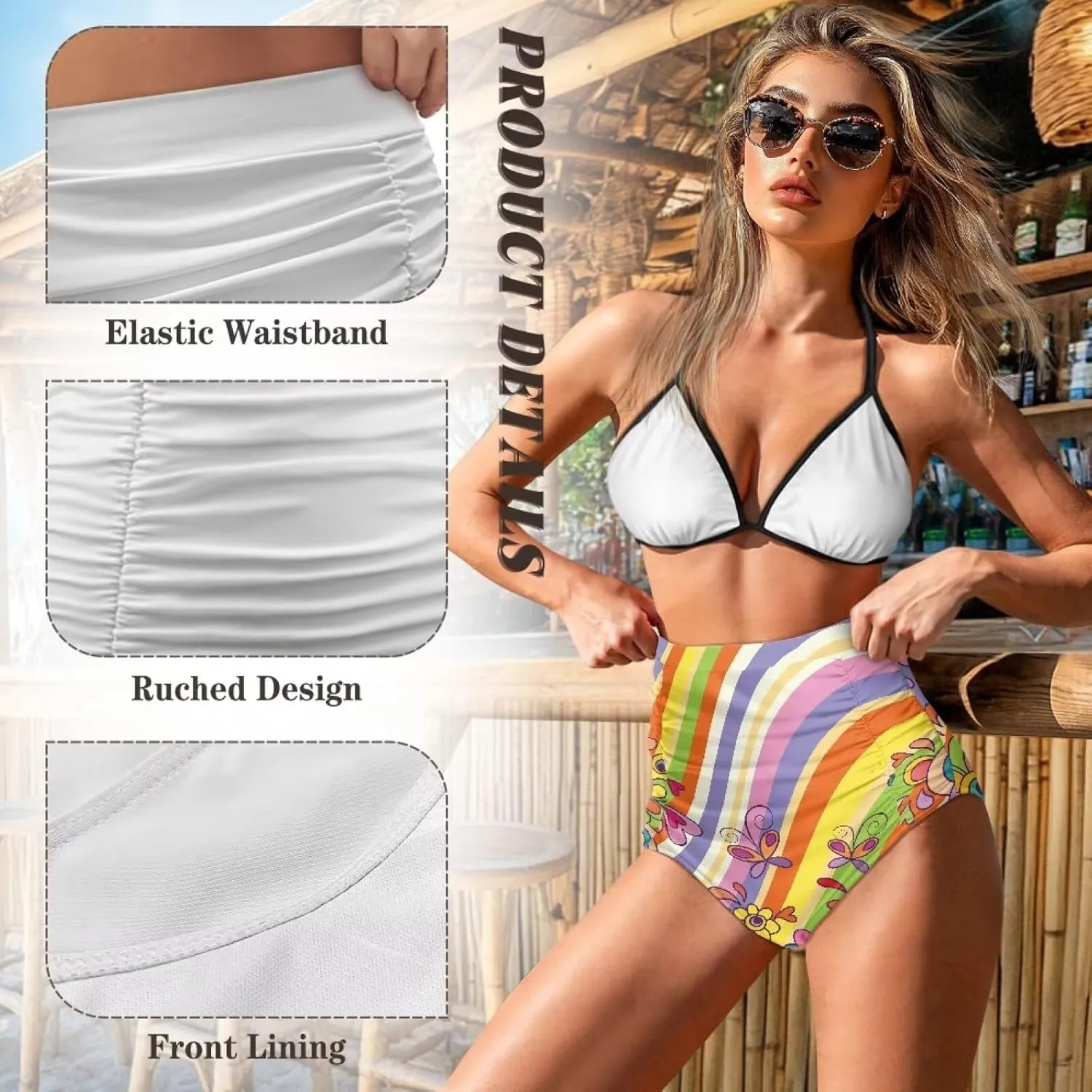 Women's Ruched High Waisted Bikini Bottom Full Coverage Bathing Suit Swim Bottom 2025 Bikini Briefs for Beach Pool