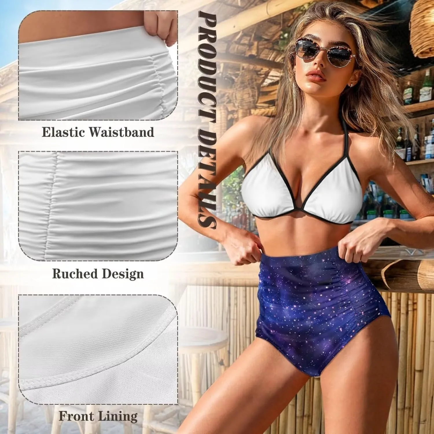 Women's Ruched High Waisted Bikini Bottom Full Coverage Bathing Suit Swim Bottom 2025 Bikini Briefs for Beach Pool