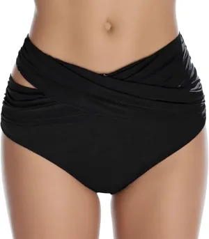 Women's Ruched High Waisted Bikini Bottom Retro Sexy Vintage Swim Short Tankinis Classic Butt Lifting Swimsuit Bottom