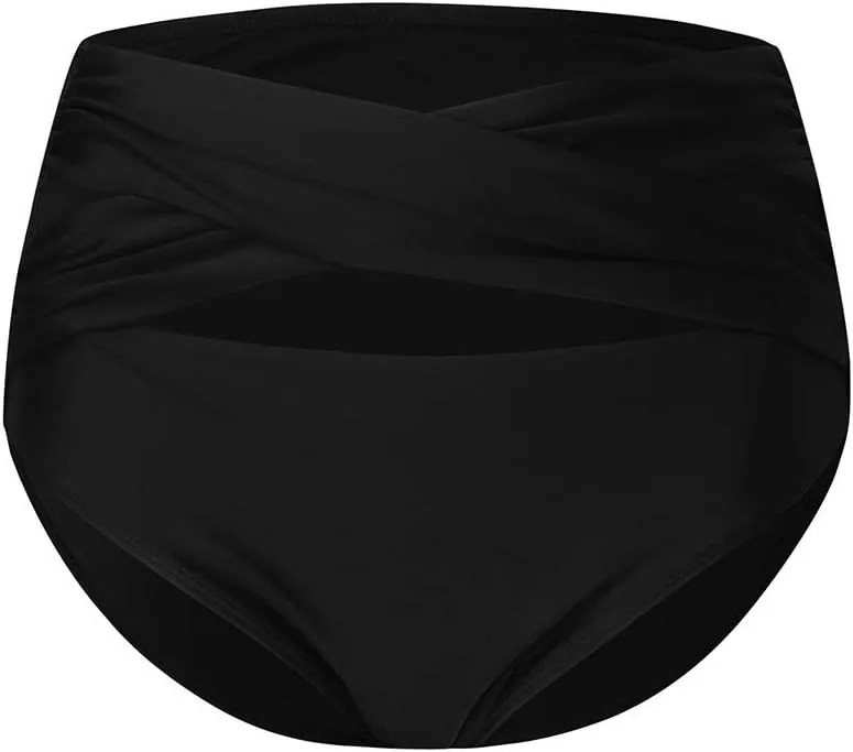 Women's Ruched High Waisted Bikini Bottom Retro Sexy Vintage Swim Short Tankinis Classic Butt Lifting Swimsuit Bottom