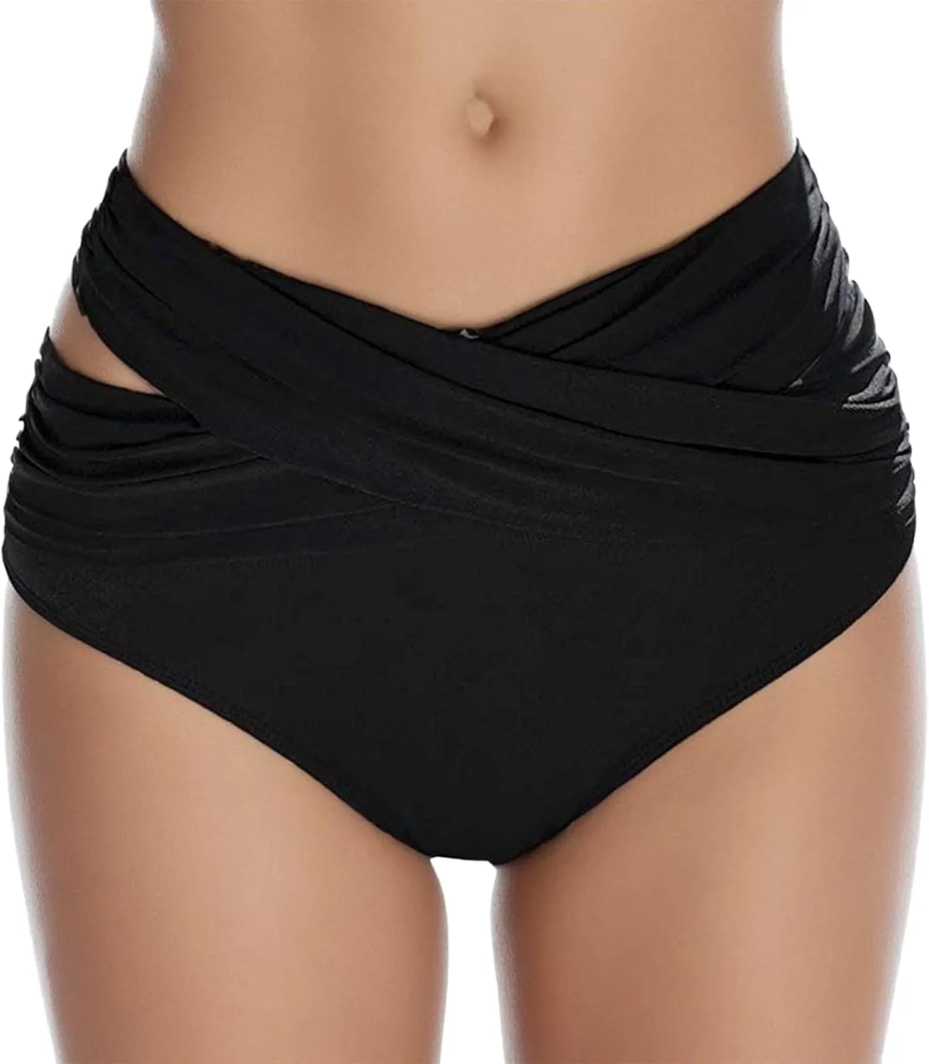 Women's Ruched High Waisted Bikini Bottom Retro Sexy Vintage Swim Short Tankinis Classic Butt Lifting Swimsuit Bottom