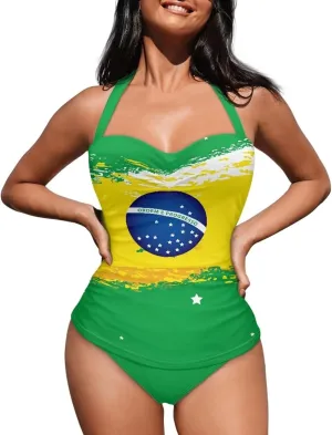 Women's Sexy Push Up One Piece Swimsuits Plunge V Neck High Cut Halter Ruched Bathing Suit