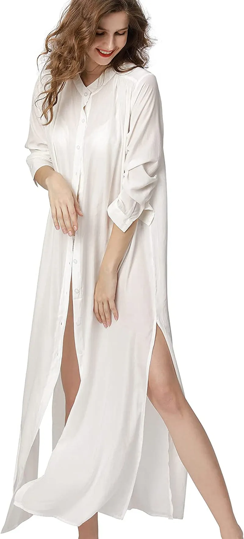 Women'S Soft Nightgown Long Kimono Robes Swimsuit Cover Ups Maxi Beach Dress