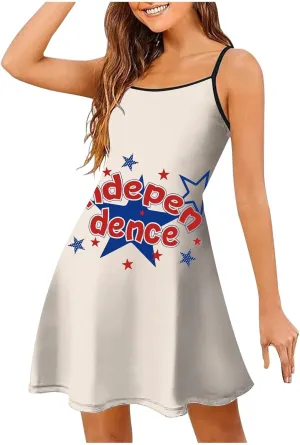 Women's Summer Dresses Independence Day Casual Miniskirts Sleeveless Sundresses Women Dresses Fall Casual
