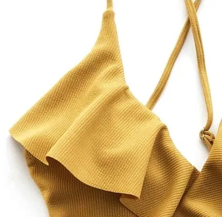Women's Summer V-Neck Ruffled One-Piece Swimsuit