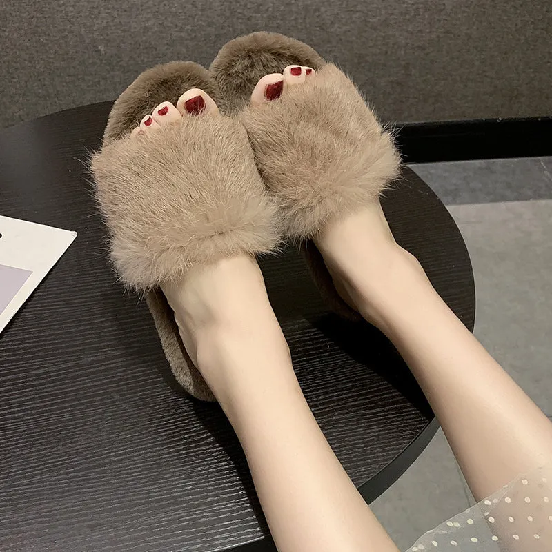 Women's Summer/Winter Casual Flip Flops With Fur