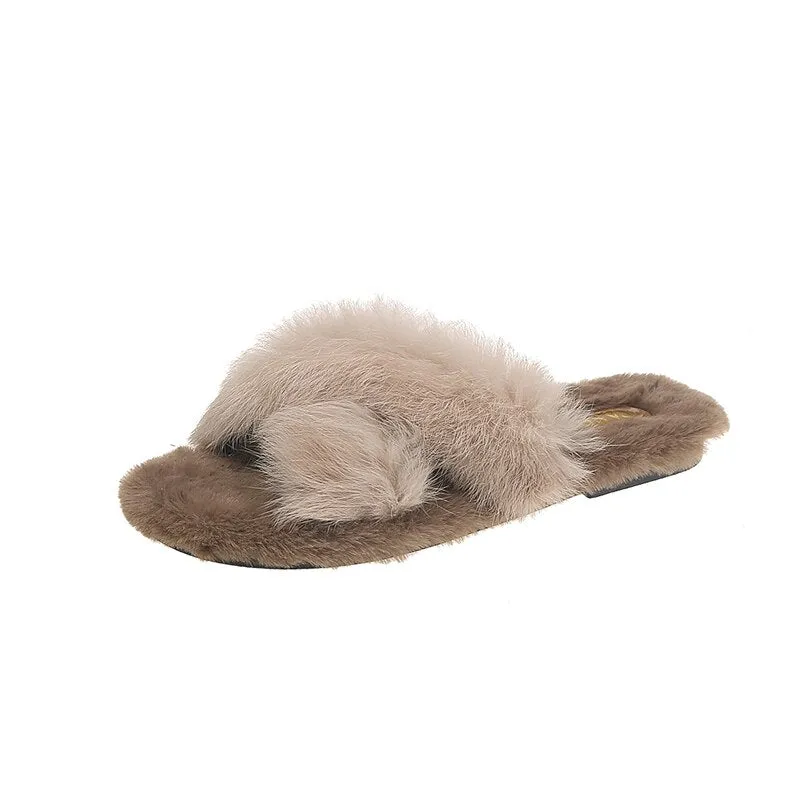 Women's Summer/Winter Casual Flip Flops With Fur