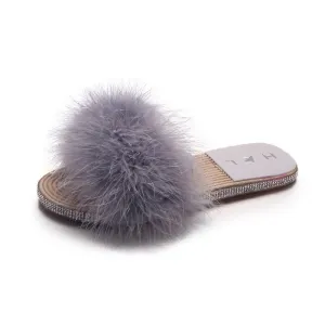 Women's Summer/Winter Casual Flip Flops With Fur
