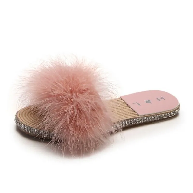Women's Summer/Winter Casual Flip Flops With Fur