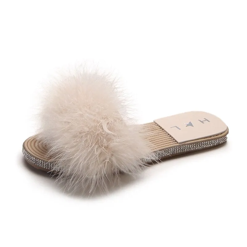 Women's Summer/Winter Casual Flip Flops With Fur