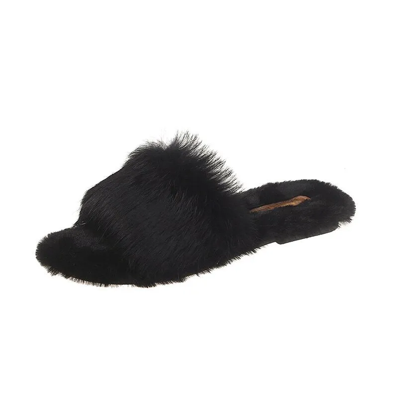 Women's Summer/Winter Casual Flip Flops With Fur