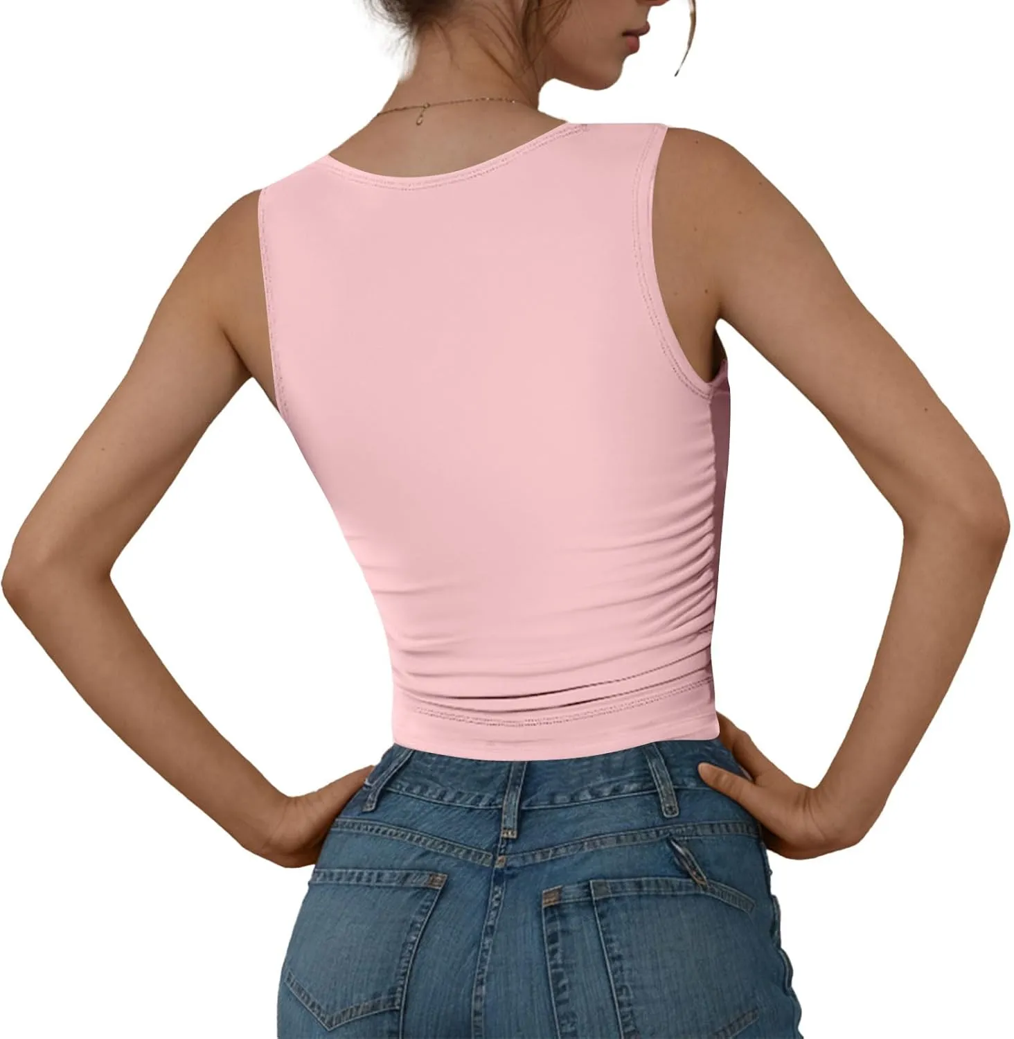 Womens Tank Top 2025 Sleeveless High Neck Cropped Tee Shirt Summer Athletic Fashion Casual Basic Fitted Y2k Tops