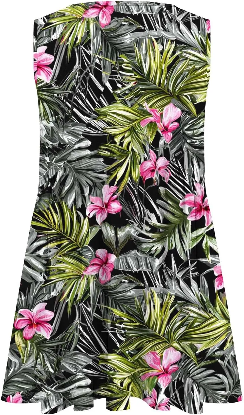 Womens Tank Tops 2025 Summer Dressy Casual V Neck Floral Print Blouses Sleeveless Pleated Trendy Outfits Clothes